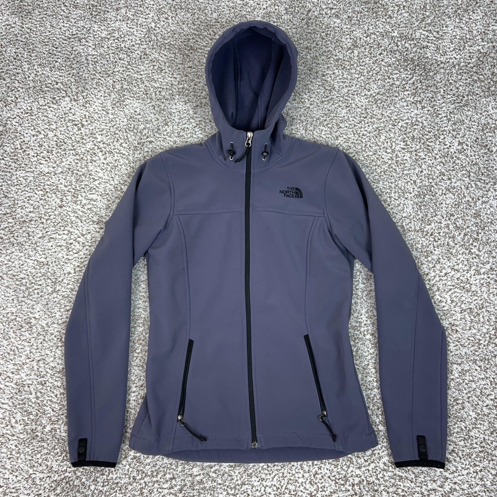 North Face Jacket Womens XS Purple Hooded Softshell Full Zip Fleece Lined Hiking